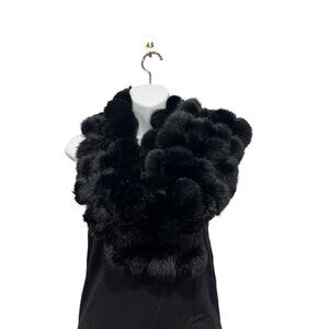 Cejon Genuine Rabbit Fur Ball Scarf Black